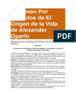 Resumen Por Capítulos de El Origen de La Vida de Alexander Oparin