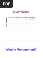 Chapter One: Basic Management Concept and Industrial Proudactivity