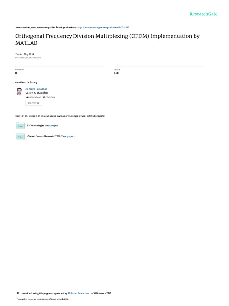 Orthogonal Frequency Division Multiplexing (OFDM) Implementation by