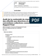 Audit de La Conformité Du Réaménagement Des Effectifs Aux Directives Et Aux Conventions Collectives Connexes - Rapport Final