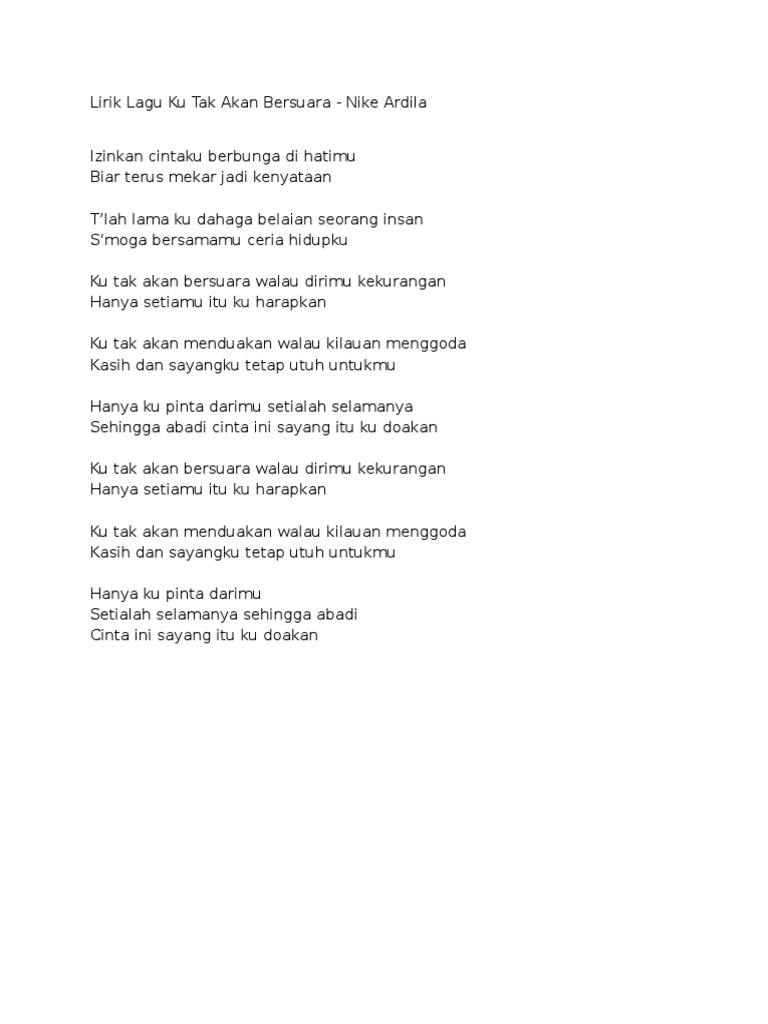 Lirik Lagu Ku Tak Akan Bersuara Pdf
