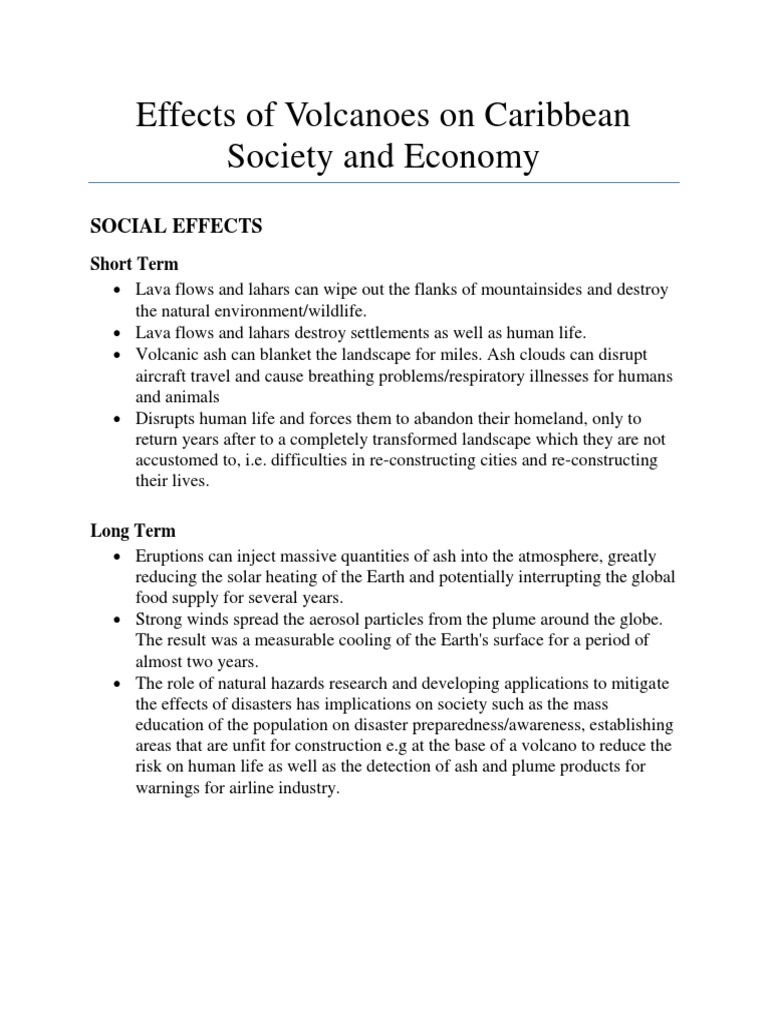 Effects of Volcanoes On Caribbean Society and Economy | PDF | Volcanic ...