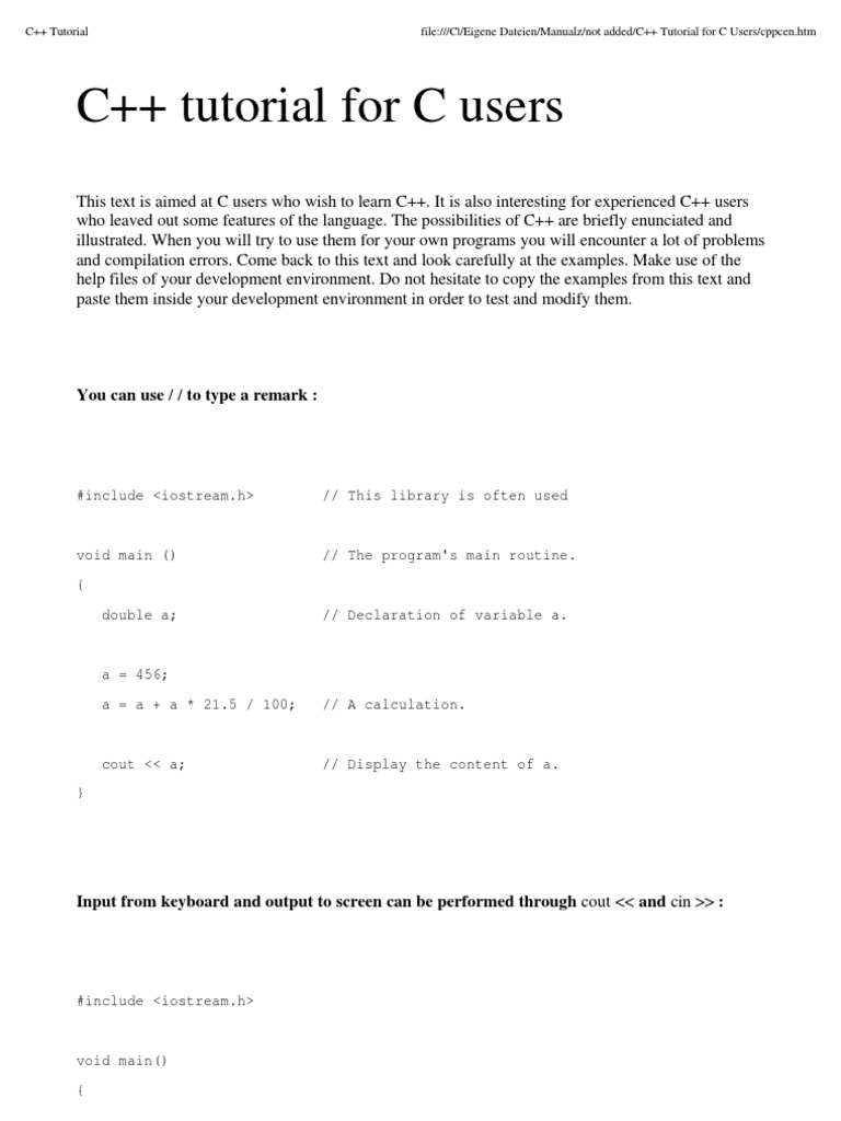 C++ Tutorial C Users | PDF | C++ | Array Data Structure