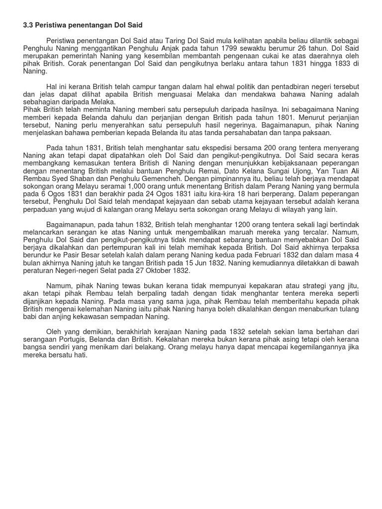 Peristiwa Penentangan Dol Said Pdf