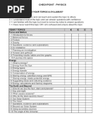 Physics CheckPoint Checklist