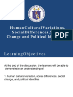  Lesson 1 Human Cultural Variations Social Differences Social Change and Political Identities