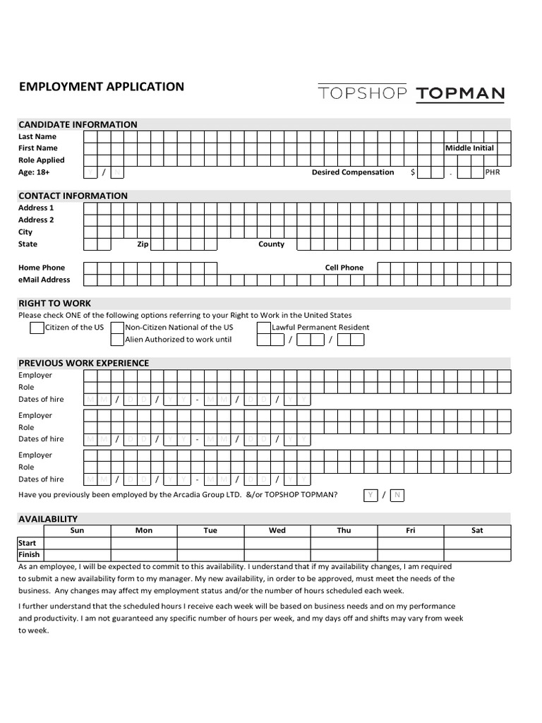 Employment Application Form Template | PDF | Misrepresentation | Employment