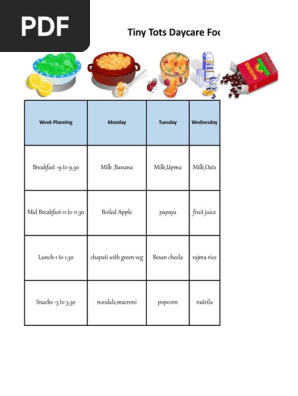 Tiny Tots Menu