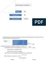 Result Analysis Cost Based Percentage of Completion