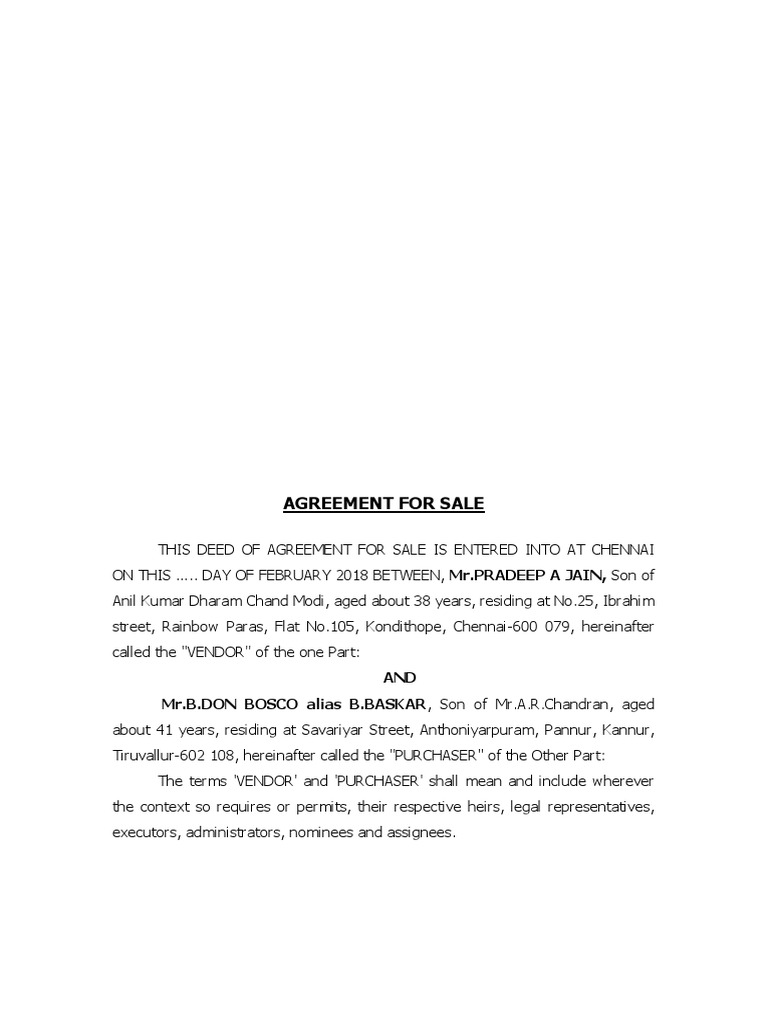AGREEMENT FOR SALE resale flat.docx Deed Rupee