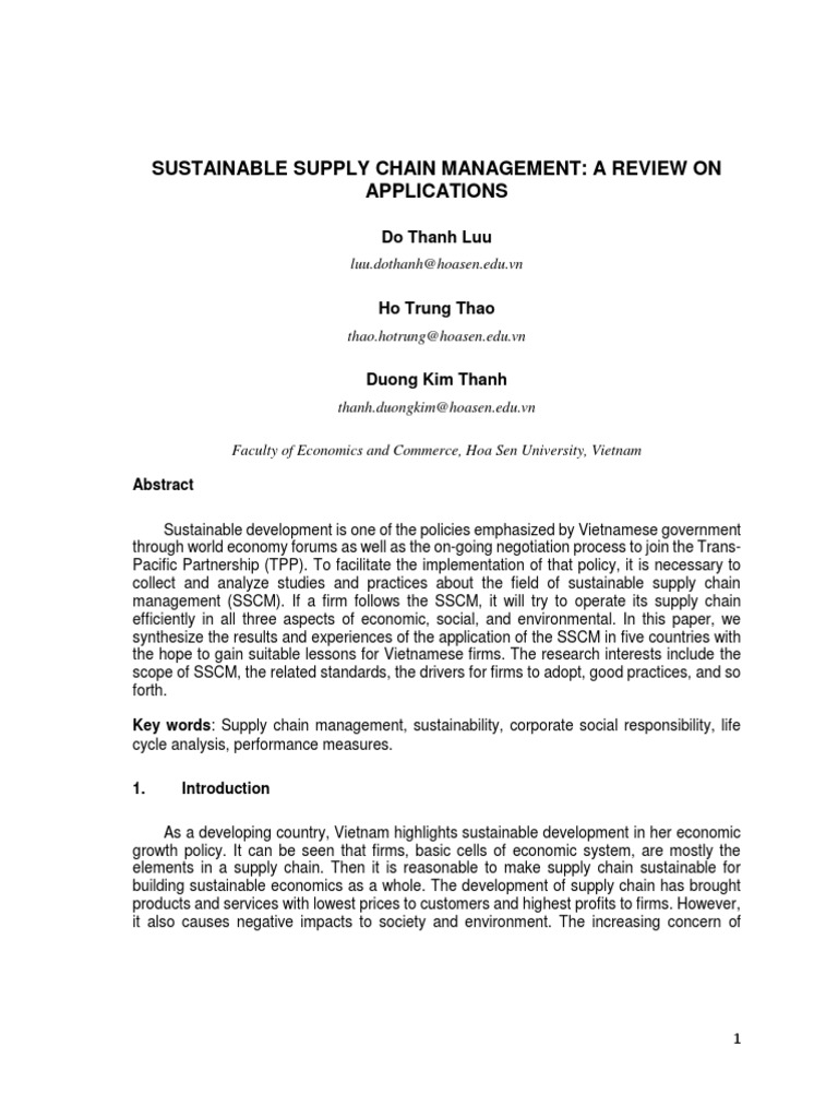 Sustainable Supply Chain Management Insights | PDF | Sustainability ...