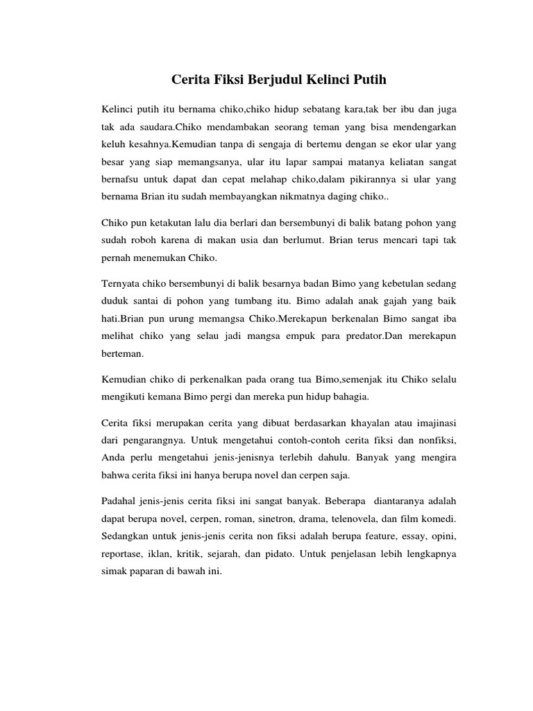 Cerita Fiksi Berjudul Kelinci Putih