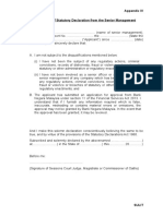 Template for Statutory Declaration from Senior Management