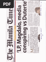 Manila Times, May 9, 2019, 'LP, Magdalo, Media Conspiring Vs Duterte PDF