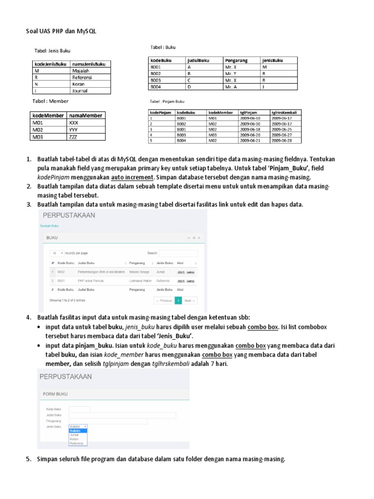 Soal UAS PHP dan MySQL untuk Database | PDF | Karier & Perkembangan ...
