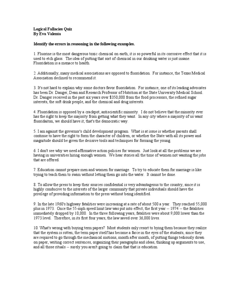 worksheet Logical Fallacies Worksheet logical fallacies activities fallacy argument