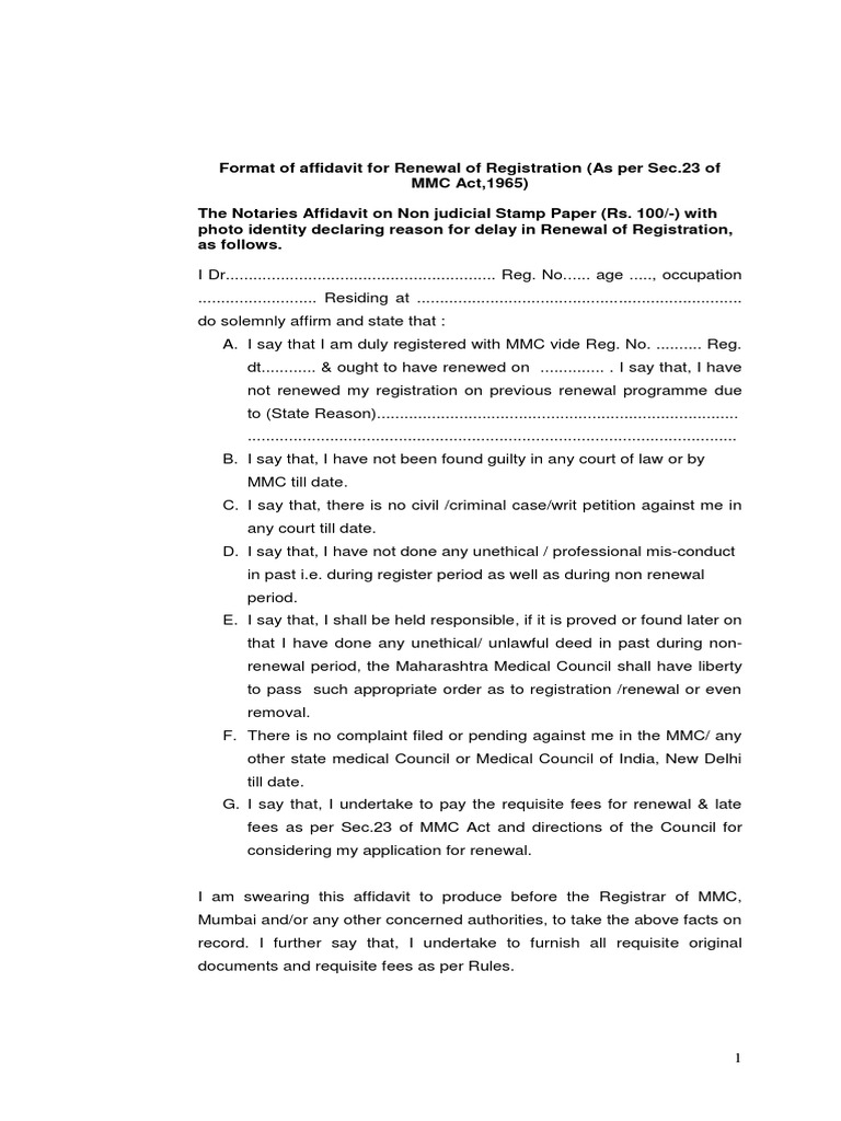 Downloads 23032018 Format of Affidavit and Indemnity Bond For