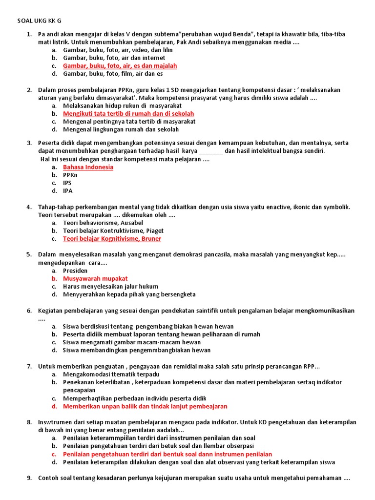 Soal Ukg Kk G Docx