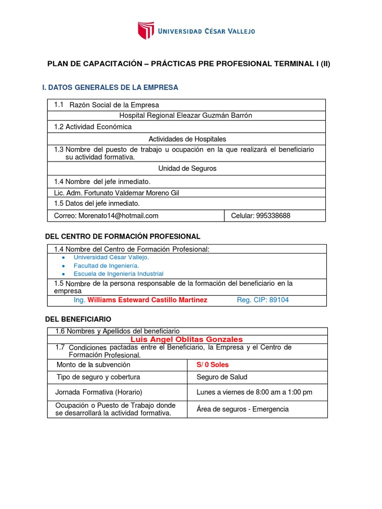 Plan de Capacitación UCV para Prácticas | PDF | Calidad (comercial ...