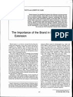 The Importance of The Brand in Brand Extension: Susan M. Broniarczyk and Joseph W. Alba