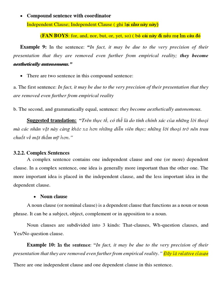 Complex and Compound Sentences Guide | PDF | Clause | Sentence ...