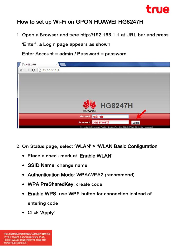 Setting Up Wi-Fi on Huawei HG8247H | PDF | Computers