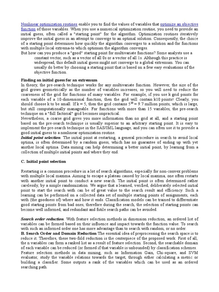 Optimizing Initial Points in Nonlinear Search | PDF | Mathematical ...
