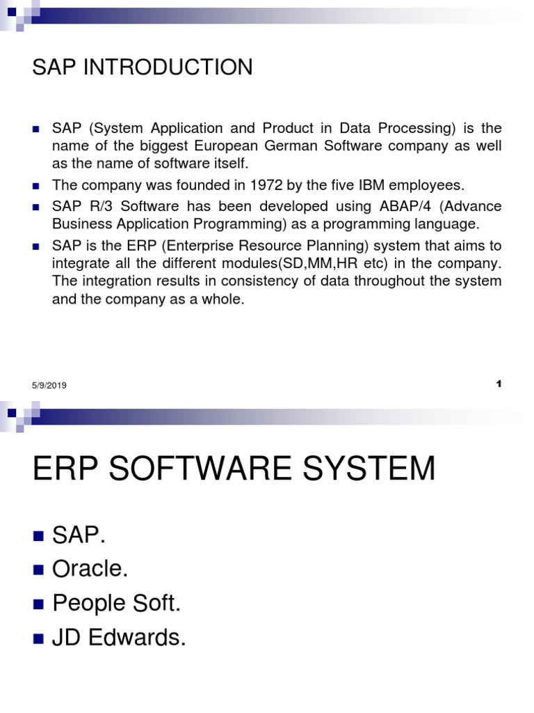 Overview of SAP Software and History | PDF | Sap Se | Enterprise ...