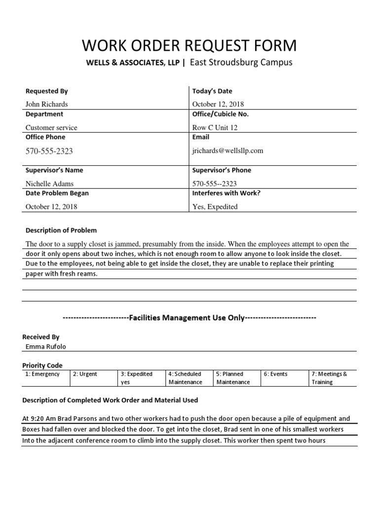 Facilities Work Order 3 PDF Business