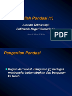 Kuliah Pondasi (1) : Jurusan Teknik Sipil Politeknik Negeri Samarinda