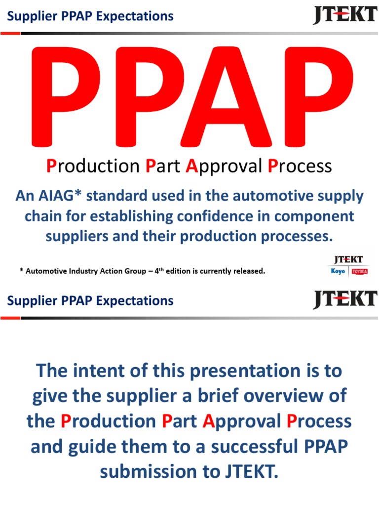 PPAP Supplier Expectations Supply Chain Management Industries