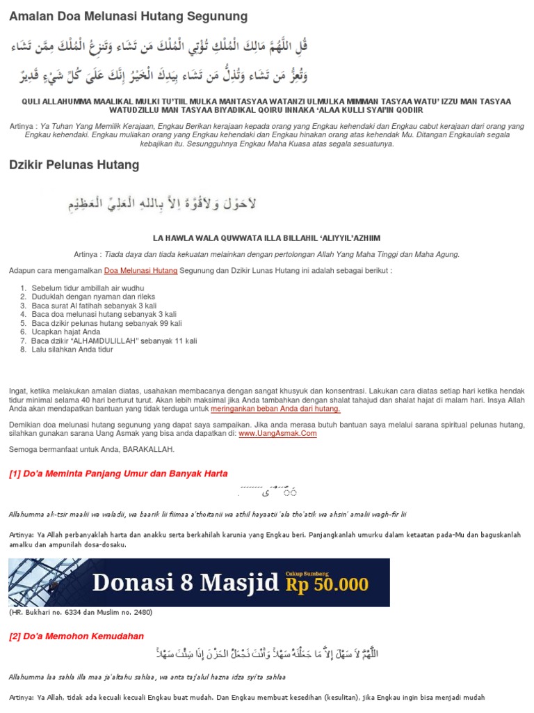 Amalan Doa Melunasi Hutang Segunung Pdf