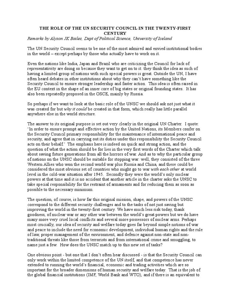 The Role of UN | PDF | United Nations Security Council | United Nations
