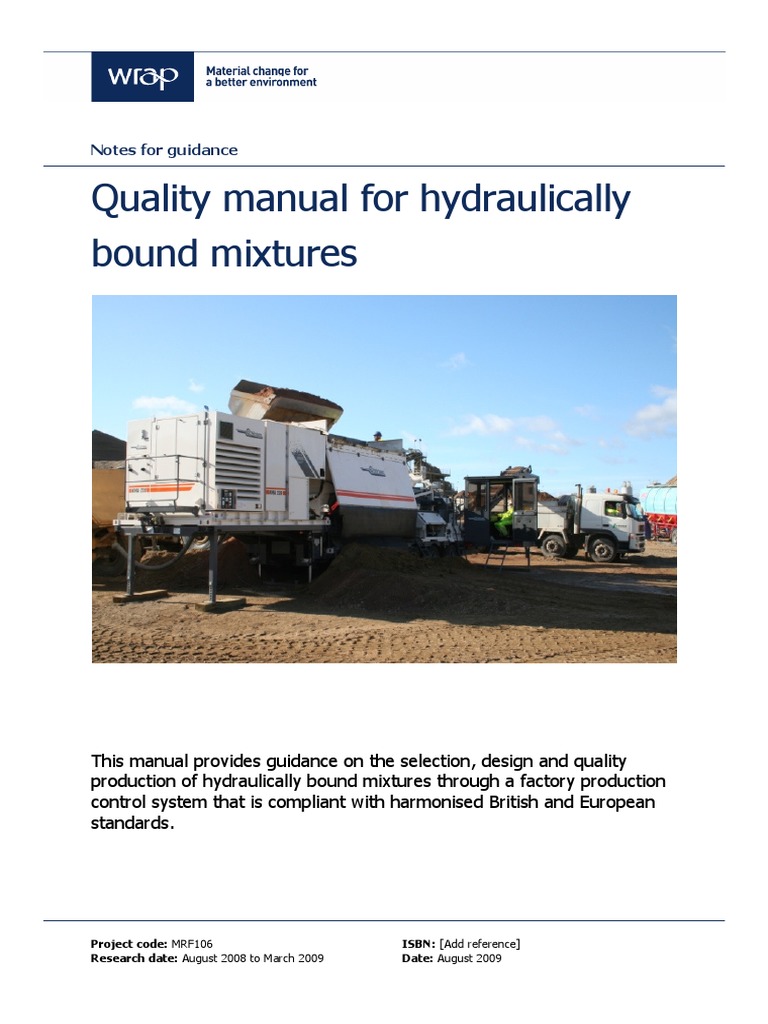 Quality Manual For Hydraulically Bound Mixtures PDF | PDF ...