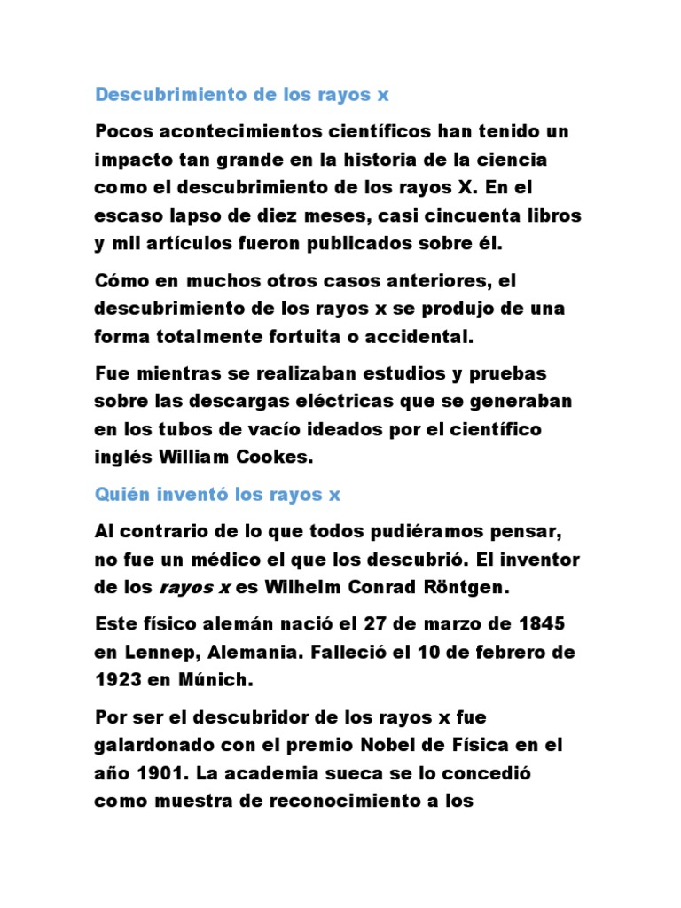 Descubrimiento de Los Rayos X | PDF | Rayo X | Física