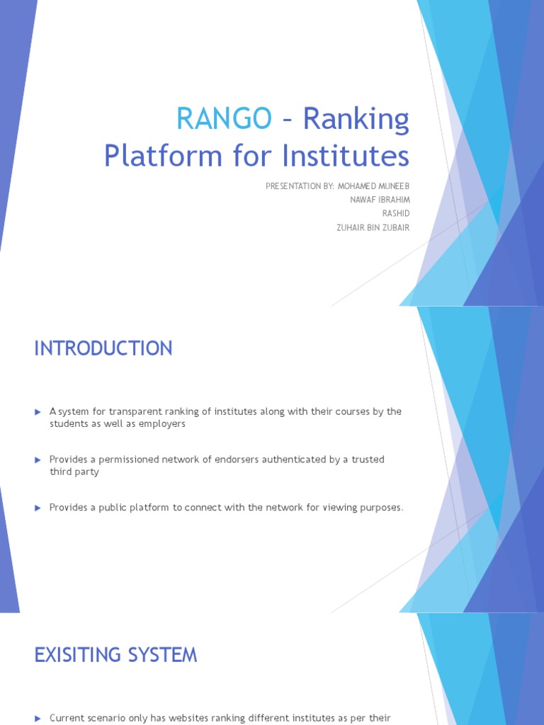 Rango - Ranking Platform For Institutes | PDF | Computers | Career & Growth