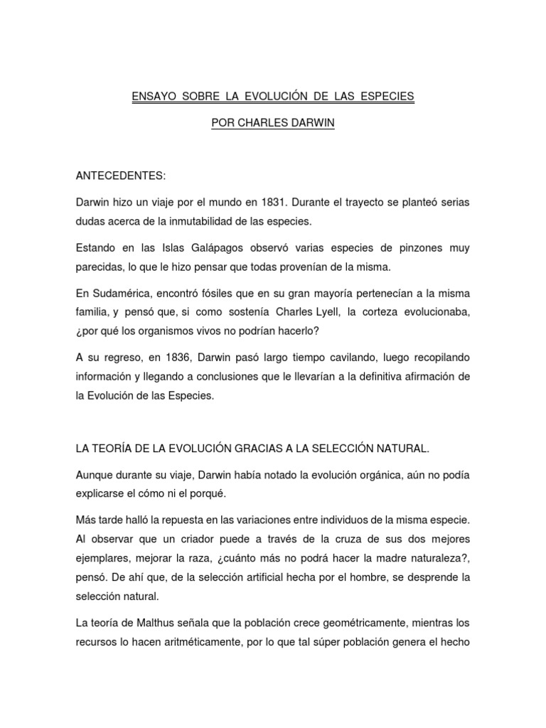 La Evolucion de Darwin A Través de La Selección Natural | PDF | Charles ...