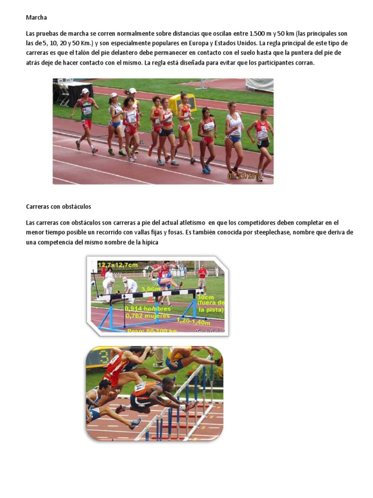Tipos de Atletismo y sus Pruebas | PDF | Deporte del atletismo | Deportes