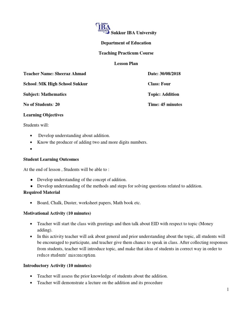 Lesson Plan | PDF | Worksheet | Lesson Plan