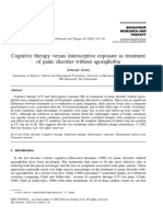 Cognitive therapy versus interoceptive exposure as treatment of panic disorder without agoraphobia