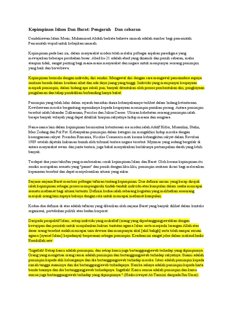 Kepimpinan Islam Dan Barat Pdf