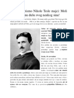 Nikola Tesla - Poslednje Pismo Nikole Tesle Majci