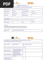 Assignment Front Sheet : Unit 4: Project Design, Implementation and Evaluation