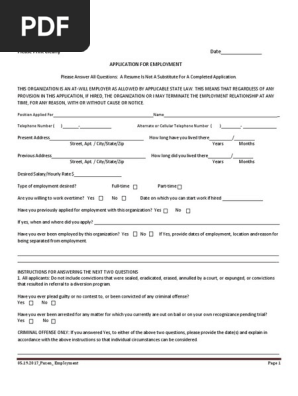 Employment Application Blank