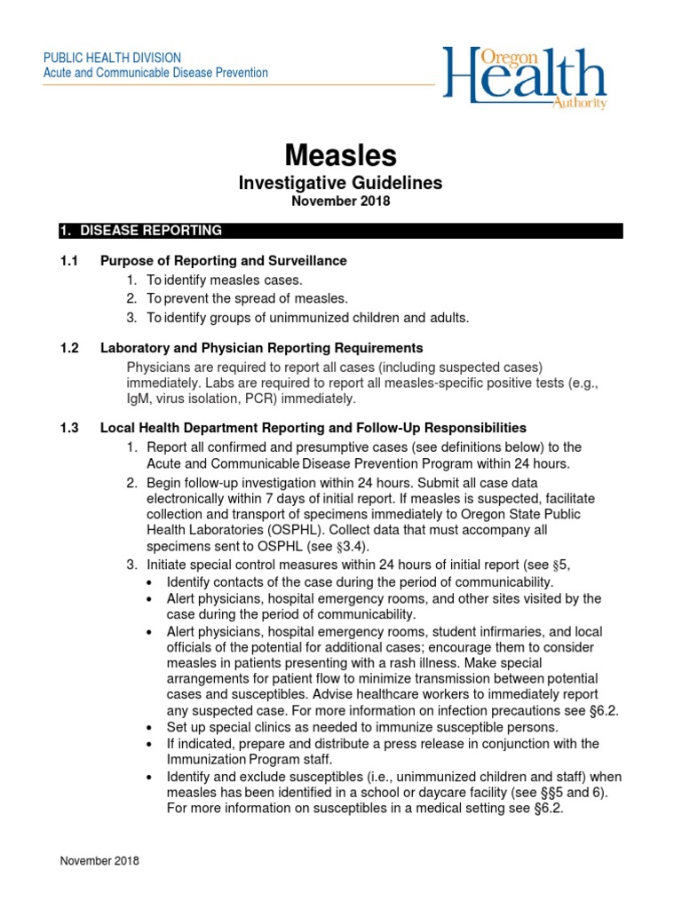 Measles: Investigative Guidelines | PDF | Measles | Infection