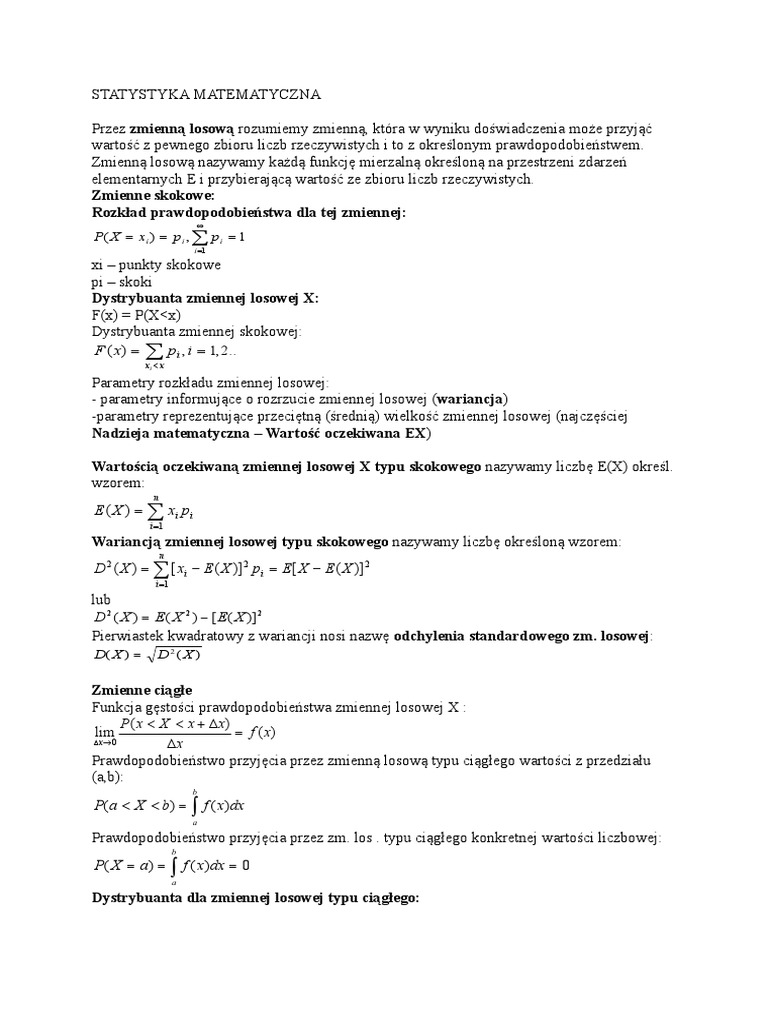 Wzory Matematyczne | PDF