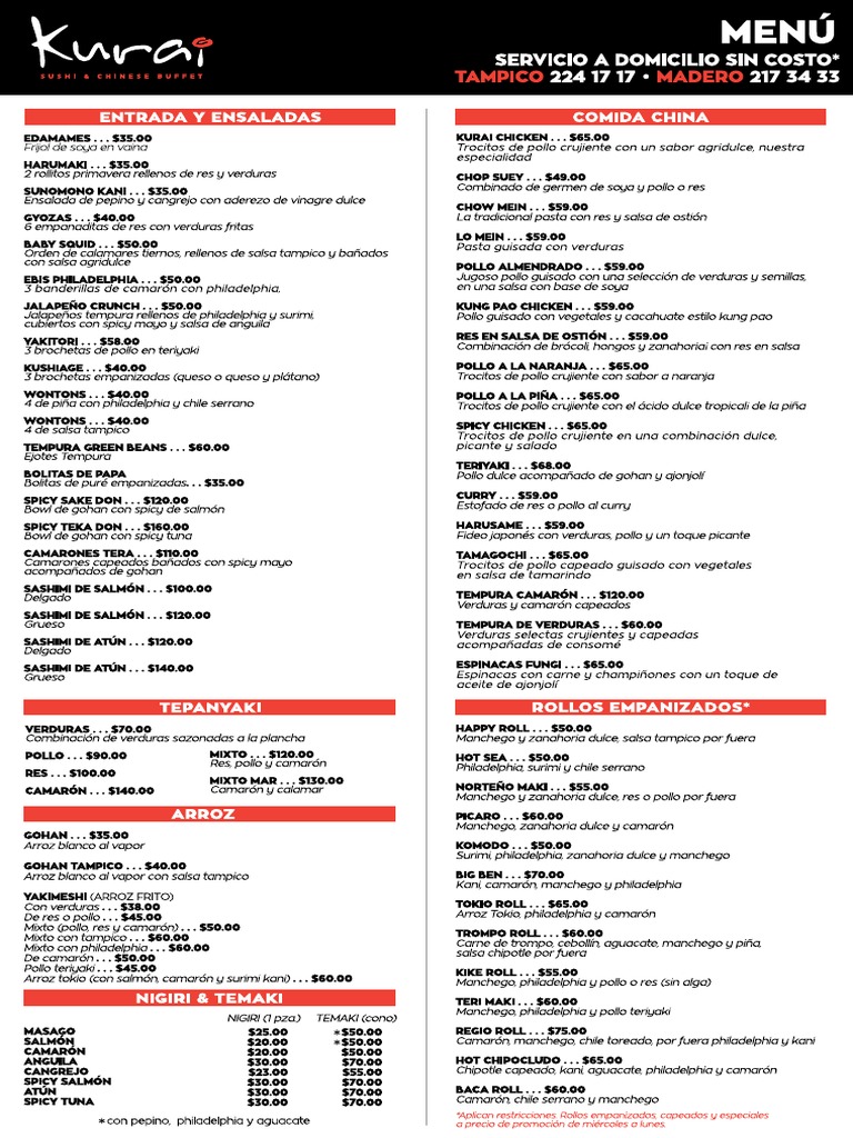 Menu Kurai Express PDF | PDF