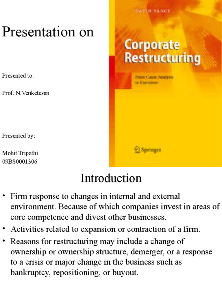 Presentation On Corporate Restructuring | PDF | Mergers And ...
