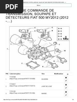 Transmission Control Module Valve Unit And Sensors Fiat 500 My12 12 Vehicles Automotive Technologies