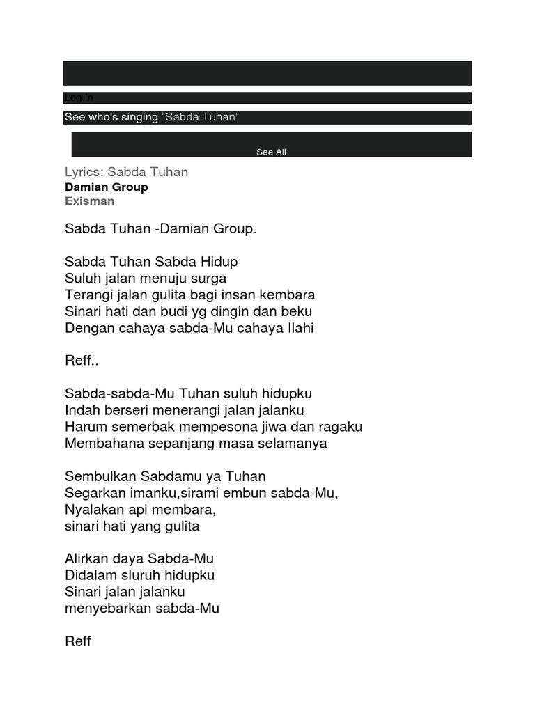 Lirik Lagu Sabda Tuhan - MegennLemb